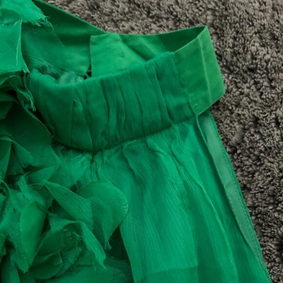 Zara Women 100% Silk Halter Neck Emerald Green Floral Detail A-Line Dress Size L - Picture 8 of 16